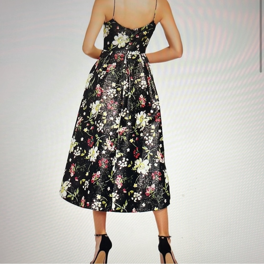 NWT Aidan Mattox high-low shimmery floral midi dress - Picture 6 of 7